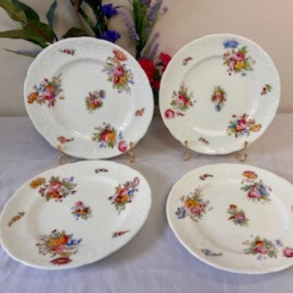 Vintage Coalport Sevres Floral‎ Embossed Side Plates England Porcelain Vibrant - Picture 1 of 8